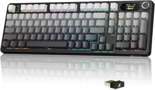 MAMBASNAKE Attack Shark X98 Pro Wireless Mechanical Keyboard with Screen & Knob,2.4G/USB-C/BT5.0 Gasket Hot Swappable Creamy Keyboard102 Keys, Web Driver RGB Gaming Keyboard for PC/Mac/PS4/Xbox - color: Black