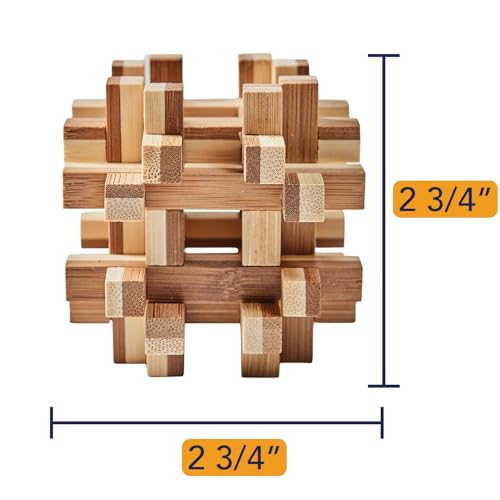 Bits and Pieces Wooden Brain Teaser Puzzle - Wood Cube Logic Puzzles, 3D Puzzles for Adults