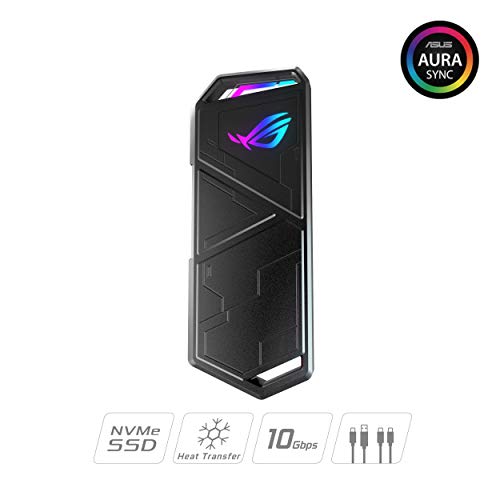 ASUS ROG Strix Arion Aluminum Alloy M.2 NVMe SSD Enclosure Case Adapter, USB 3.2 Gen 2 Type-C ,10 Gbps, USB-C to C and USB-C to A Cables, Fits PCIe 2280/2260/2242/2230 M Key/B+M Key, 1 Year Warranty - size: Black|up to 10Gbps, style: ROG Arion