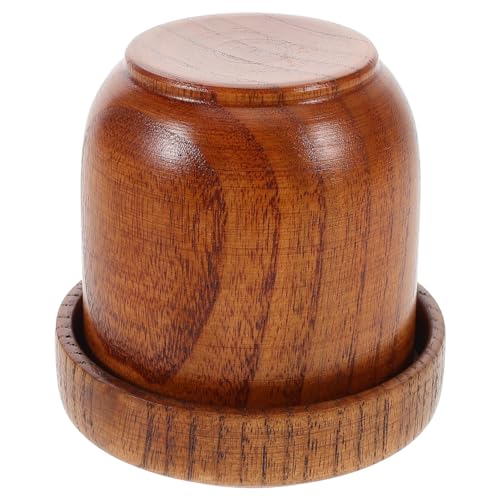 ibasenice Wooden Dice Cup with Lid Solid Wood Dice Shaker Cup 5 Dices Included for Board Games Party Games Bar and Ktv Entertainment Accessories