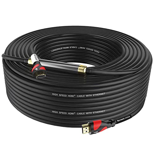 Postta HDMI 케이블(2.2m(75피트) 레드) HDMI 2.0V, 내장 신호 부스터 포함 - 4K, 3D, 1080P, 이더넷, 오디오 리턴 지원 - 1팩 - color: 레드, size: 75FT
