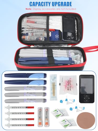 YOUSHARES Insulin Cooler Travel Case with Temperature Display, GLP-1 Diabetic Medicine Cooling Bag for Mounjaro, Refrigerated Diabetes Storage Kit with 2 TSA Approved Ice Pack - color: 00_black