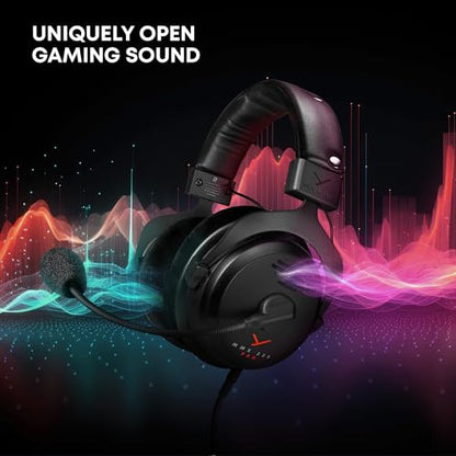 beyerdynamic MMX 330 Pro Open-Back Gaming Headset with Stellar.45 Driver and Condenser Microphone, Wired Gaming Headphone Suitable for PC, Gaming Console, PS, Switch. Handmade in Germany, Black