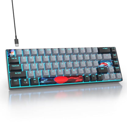 surmen 60% Wired Mechanical Gaming Keyboard, 68 Keys Backlit Ultra-Compact Mini Office Keyboard 60 Percent with Linear Red Switch for PC/Mac Gamer, Typist (68 Dolch) - color: 68 Dolch