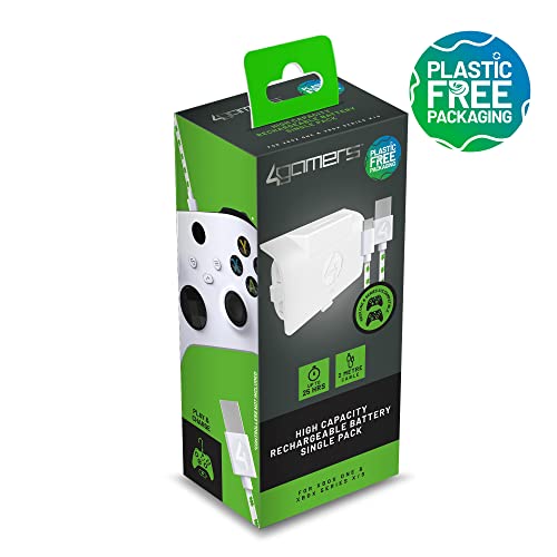4Gamers SX-C6 X Single Play & Charge Battery Pack Compatible with Xbox Series S and Xbox Series X Consoles - White