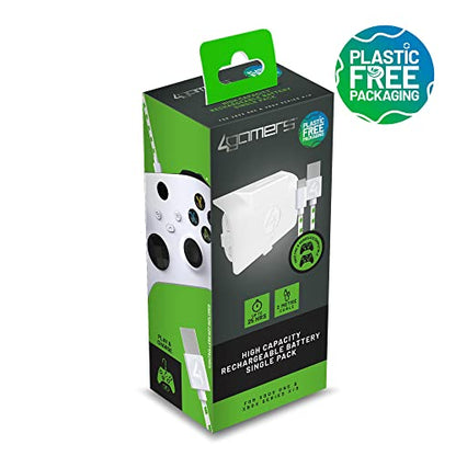 4Gamers SX-C6 X Single Play & Charge Battery Pack Compatible with Xbox Series S and Xbox Series X Consoles - White