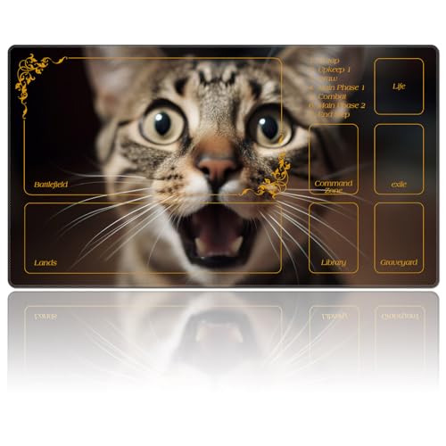 DEGDFSGR Magic The Gathering Playmat 24 x 14 inches, Surprised Cat Cute Cat - color: Surprised Cat Cute Cat, size: 24" x 14"