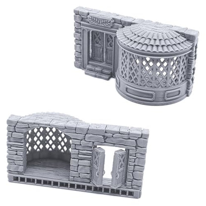 Terrace Shopfronts by Printable Scenery, 3D Printed Tabletop RPG Scenery and Wargame Terrain 28mm Miniatures