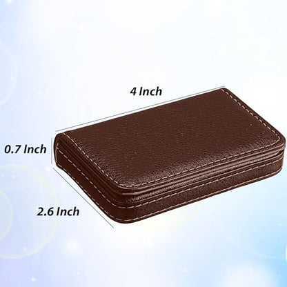 Outus 2 Pcs Business Card Holder, PU Leather Business Card Case Pocket Wallet with Magnetic Shut for Valentines Gift Adult(Coffee, Blue) - color: Coffee, Blue