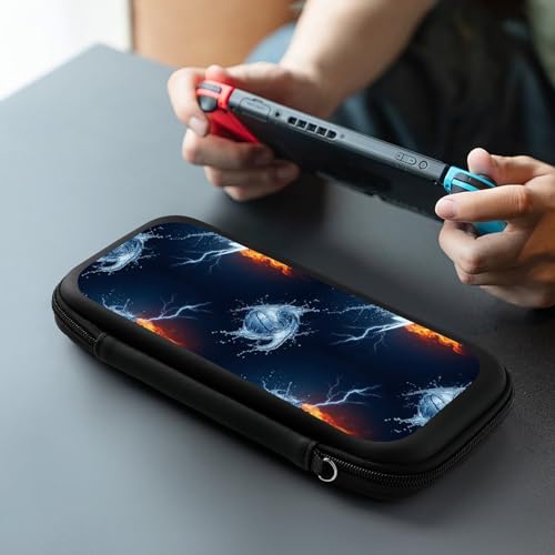 PPIKTC Carrying Case for Switch, Ice Water Fire Flame Basketball Protective Travel Storage Bag, Hard Shell Game Holder Organizer with 15 Game Cartridges - color: Design (338)