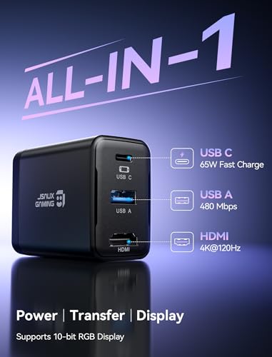 JSAUX 65W Switch Dock with 4K@120Hz HDMI, 65W PD Fast Charging, USB A Port | USB C TV Docking Station Compatible with Switch/Steam Deck/ROG Ally/Samsung/iPad/MacBook and More - OmniCentro Charger Dock