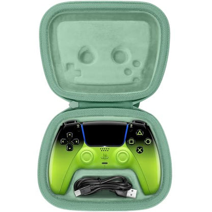 Baval Hard Case for Playstation 5 PS5 DualSense Wireless Controller | Protective Storage Box, Specifically Design for PS 5 Controller, Soft Velvet Lining, Customized Slots, Snug Fit, Green Case - color: Green Hard Case