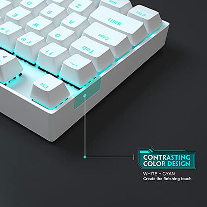 MageGee Mechanical Gaming Keyboard with Blue Switch, Compact 87 Keys Wired Computer Keyboard for Windows Laptop PC Gamer, LED Ice Blue Backlit, White - color: White/Blue Switch