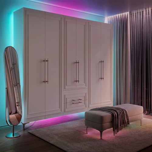 LED Backlight for Wardrobe & Closet, 26.2ft Color Changing LED Strip Lights with Chasing Effects, App & Remote, Music Sync Dimmable Bias Lighting, Standoff Mount Kit (4 Mounting Options) - color: Multicolor, size: Wardrobe & Closet