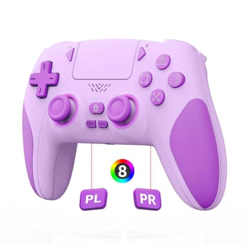 Kamylorus Wireless Controller for PS-5 PC, Hall Effect Controller | Programmable,Remap,Turbo,Dual Vibration, 3.5mm Audio Jack,Motion Sensing Control - color: Purple