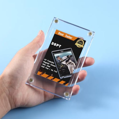50 Pieces Acrylic Card Holder Screw Trading Card Protector 35 PT Clear Protectors for Baseball Football Sports Game Cards Storage and Display