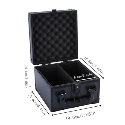 harayaa Card Storage Box Aluminum Alloy Trading Card Organizer EVA Foam Protection Collection Case Suitable for Fans Office Use Person, 2 Compartments