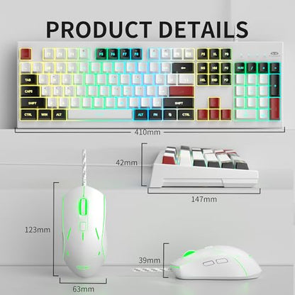 MageGee Creamy Keyboard and Mouse Combo, K2 Classic Keyboard, Wired RGB Backlit, 104 Waterproof, Ergonomic, PC/Laptop/MAC - Knight Red - color: Knight Red Set