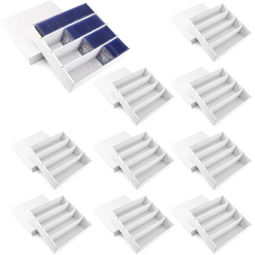 10-Pack Toploader Trading Card Storage Box, 4 Row 3200 Count White | double-sided white 4-layer Cardboard Storage Box for Compatible with Sports game playing, name, Magic The Gathering mtg cards - color: White, size: 10-Pack