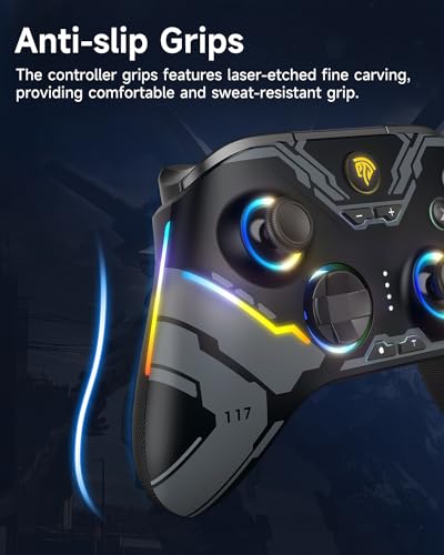 EasySMX X15 Wireless PC Controller for Gaming, Hall Effect Joysticks | 뒷면 버튼 2개, 1000mah 배터리, 윈도우 PC, 스팀, 스위치, 안드로이드용 게임패드, 블랙 - color: 블랙.
