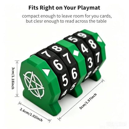 Board Game Life Counter, 4-Digit Wheel Trackers for 0-9999 Single Player and 0-99 Dual Player Modes, MTG Life Counter, Professionally Made for TCG, DND, RPGs, and MTG, Card and Tabletop Games (Green) - color: Green