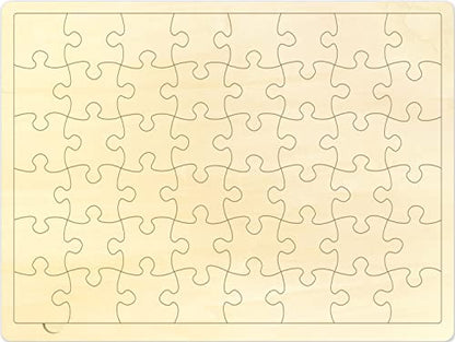 48 Piece Blank Puzzle with Tray to Draw on, Each Piece is Unique, Custom Puzzle 14.2x10.6 Inches for Crafts & DIY, Make Your Own Wooden Jigsaw Puzzles