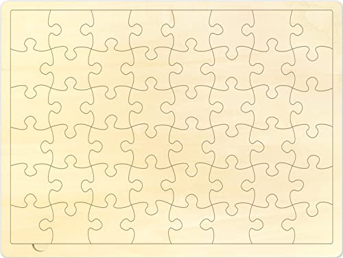 48 Piece Blank Puzzle with Tray to Draw on, Each Piece is Unique, Custom Puzzle 14.2x10.6 Inches for Crafts & DIY, Make Your Own Wooden Jigsaw Puzzles