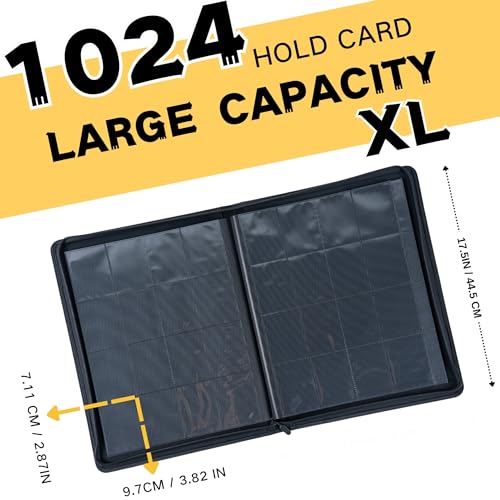 1000+ Pockets Trading Card Binder, 16-Pocket Card Ablum Compatible with MTG,Sports Cards & Other Standard Size Trading Cards (Black) - color: Black