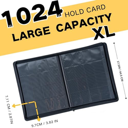 1000+ Pockets Trading Card Binder, 16-Pocket Card Ablum Compatible with MTG,Sports Cards & Other Standard Size Trading Cards (Black) - color: Black