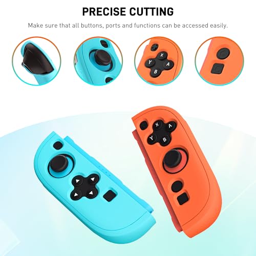 FUNDIARY Replacement for Nintendo Switch 2 Controller, Switch Wireless Controllers Compatible with Switch 2, Anti-Slip Soft Silicone Protective Cover with 2 Thumb Caps, Blue+Orange - color: Blue and Orange