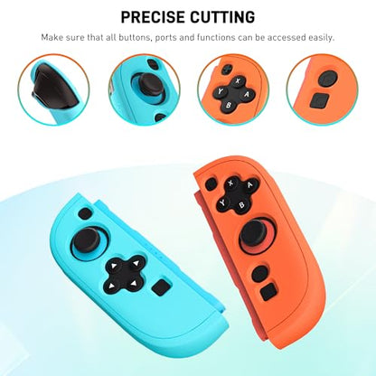 FUNDIARY Replacement for Nintendo Switch 2 Controller, Switch Wireless Controllers Compatible with Switch 2, Anti-Slip Soft Silicone Protective Cover with 2 Thumb Caps, Blue+Orange - color: Blue and Orange
