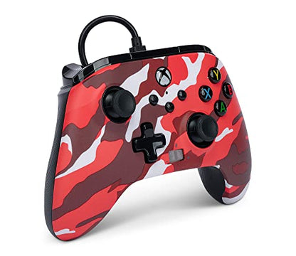 PowerA Enhanced Wired Controller for Xbox Series X|S - Red Camo, gamepad, wired video game controller, gaming controller, works with Xbox One - color: Red Camo