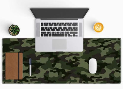 Camouflage Desk Mat Green Mouse Pad Large Gaming Mousepad XL 31.5''X 11.8'' Deskpad Cute Desk Accessories - color: Green Camouflage