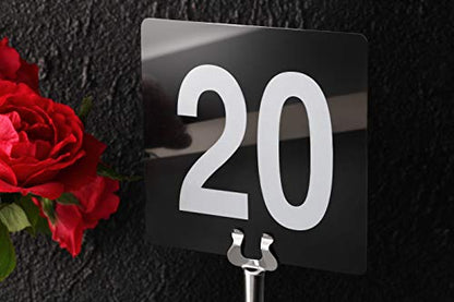 New Star Foodservice 23084 1-100 Double Side Plastic Table Numbers, 4" x 4" Inch, Light Grey on Black (Pack of 2) - size: 4 x 4 inches (Pack of 2), style: Light Grey on Black (1-100)