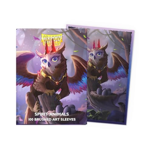 Dragon Shield | Brushed Art Sleeves | The Dragowlis | 100 CT - Smooth & Tough Premium TCG Sleeves | Compatible with Pokemon, Flesh & Blood, One Piece & Magic the Gathering - color: Spirit Animals: the Dragowlis