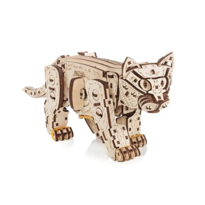 3D Wooden Puzzle for Adults, Mechanical Cat Wooden Model Kits to Build, 236PCS DIY Assembly Pet Jigsaw Puzzle Animal Brain Teaser, Building Toy Gift, KIT Version - color: Wood