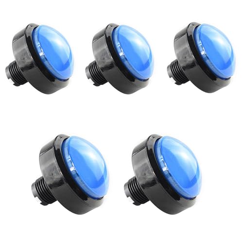5X New 60mm Dome Shaped LED Illuminated Push Buttons for Arcade Coin Buttons Machine Operated Games DC 12V (Blue) - color: Blue
