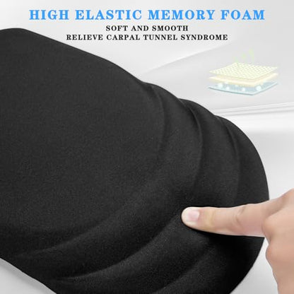 Ergonomic Mouse Pad Wrist Support，Wrist Rest Mouse pad for Carpal Tunnel Pain Relief with Memory Foam&Non-Slip PU Base, Mouse Pads for Wireless Mouse & Desk (12x8 inch,Black)