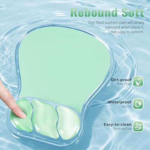 Ospelelf Mouse Pad with Wrist Rest Set Gel Ergonomic Keyboard Wrist Support Anti-Slip Rubber Bottom Office Women Desk Accessories for Computer, Laptop and Gaming, Green - color: Green, style: Keyboard Rest + Mouse Rest + Coaster