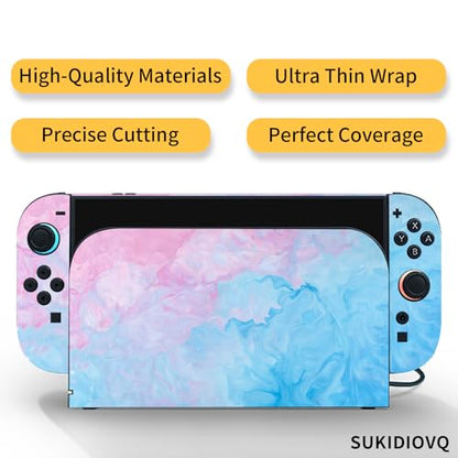 for Nintendo Switch 2 Skin Wrap Cover Decal Sticker Wrap Vinyl Mixed-Color Pattern (Blue-Pink) - color: Blue-Pink