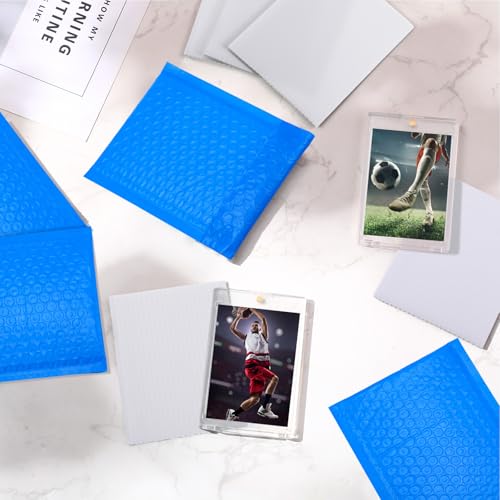 Engrowtic 302 Pcs Trading Card Shipping Protector Set Include 200 Precut Plastic Inserts Card Mailers 100 Poly Bubble Mailers Padded Envelopes and 2 Masking Tape(Blue,4.5 x 3.5 Inch) - color: Blue, size: 4.5 x 3.5 Inch