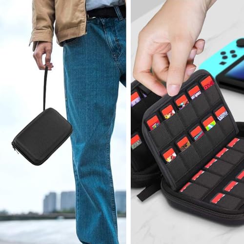 ADVcer 80 Slots Switch Game Case, Waterproof Hard Shell Nintendo Switch Game Card Holder Cartridge with Detachable Wrist Strap for SD Cards, Nintendo Switch or Switch OLED, PS Vita, PSP Games Storage