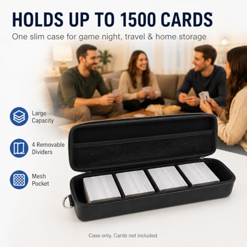 Comecase Trading Card Storage Case, Holds 1500 Cards, Shoulder Strap, Black | Large-Capacity Shoulder Bag Keeps Trading, Sports and Party Game Cards Together for Home Storage, Game Nights and Travel