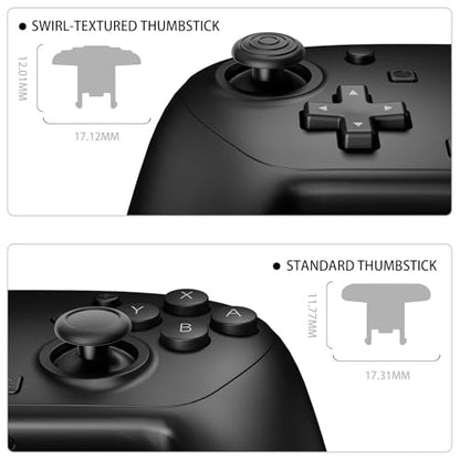 eXtremeRate ThumbsGear Interchangeable Ergonomic Thumbsticks for Nintendo Switch 2 Pro Controller, Replacement Analog Thumb Sticks & Tools, 2 Height Adjustable Convex & Concave Grip Joysticks - Black - color: Black
