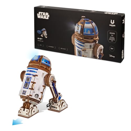 UGEARS Star Wars™ R2-D2™ 3D Wooden Puzzles for Adults - Wooden Model Kits for Adults, 3D Building Puzzle Set Adult Hobby Model Galaxy Puzzle Display Brain Puzzle Craft Kit Hobby Gift for Men and Women