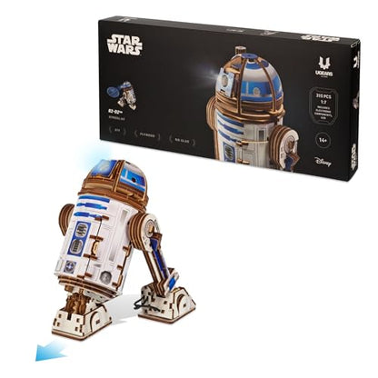 UGEARS Star Wars™ R2-D2™ 3D Wooden Puzzles for Adults - Wooden Model Kits for Adults, 3D Building Puzzle Set Adult Hobby Model Galaxy Puzzle Display Brain Puzzle Craft Kit Hobby Gift for Men and Women