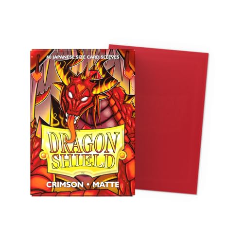 Dragon Shield | Japanese Size Card Matte Sleeves | 60 CT - Smooth & Tough Premium TCG Sleeves - Compatible with Yu-Gi-Oh, Naruto, Cardfight & Vanguard | Crimson - color: Crimson Matte