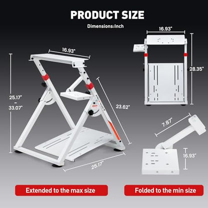 GTPLAYER Sim Racing Wheel Stand Simulator Cockpit Wheel Stand Steering Shifter Mount Fit for Logitech G25 G27 G29 G920 G923 Thrustmaster T330TS Gaming Stand Wheel Pedals NOT Included (White) - color: White