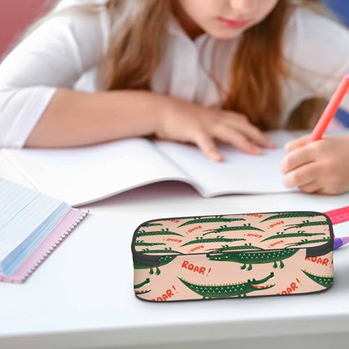 Crocodiles Pencil Bag Cute Cartoon Animal Roar Green Big Capacity Pencil Case Pencil Pouch Pen Bag for Teen Men Women - color: Crocodiles