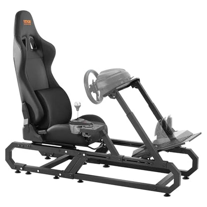 VEVOR Gaming Racing Wheel Stand, Compatible with Logitech G923/G920/G29 & Thrustmaster T248P, Heavy-Duty Adjustable Steering Wheel Stand Cockpit, 330 lbs Capacity, Compact for Sim Racing - style: Small Base without Wheels